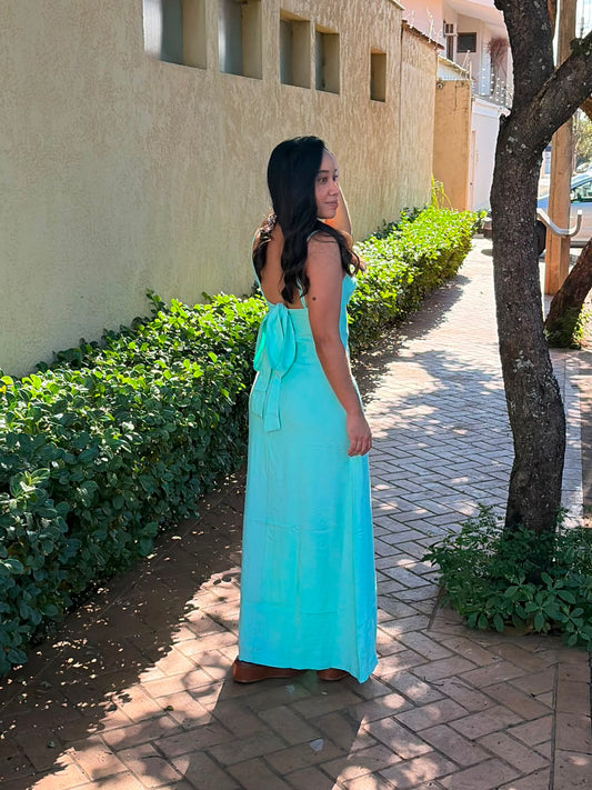 Vestido Longo Verde Água