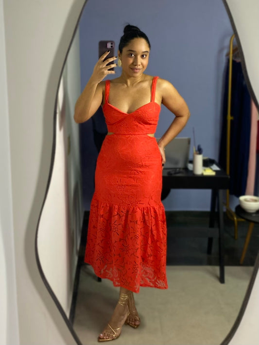 Vestido Renda Midi