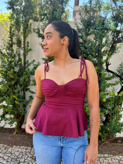 Blusa Peplum Marsala