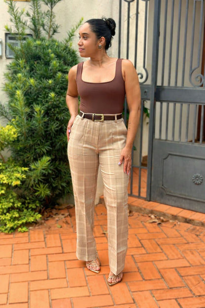 Calça Xadrez Creme