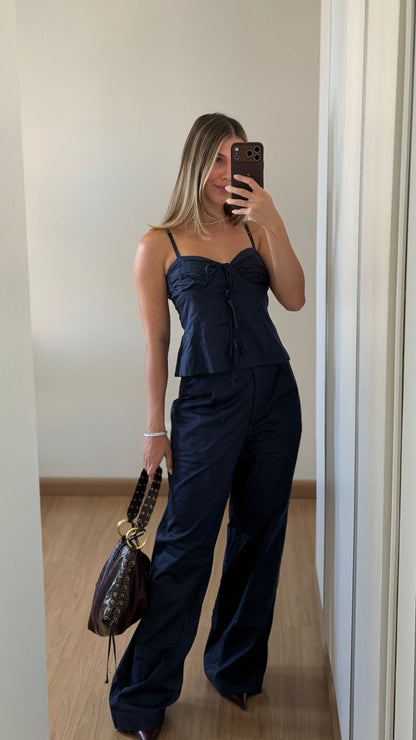 Conjunto Tricoline Azul-Marinho