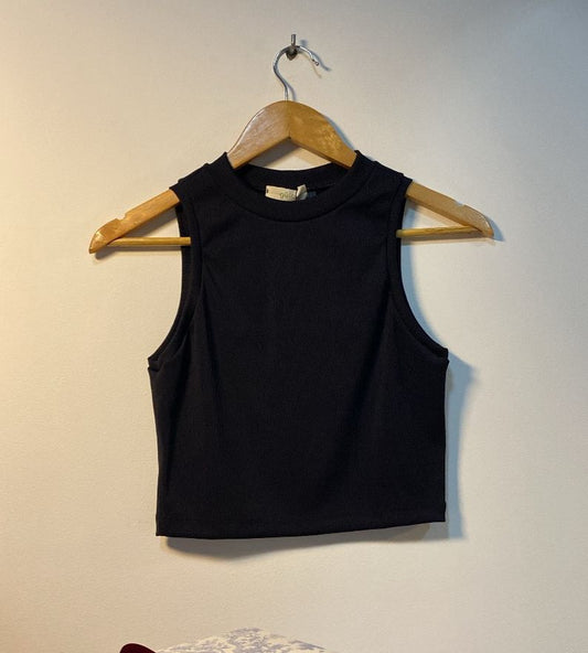 Cropped Canelado Preto
