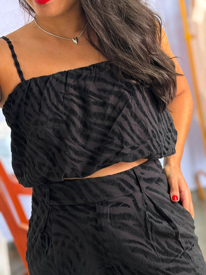 Blusa Zebra Devorê com Toque de Camurça