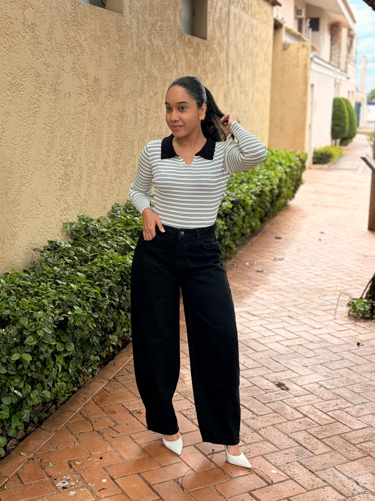 Jeans Barrel Preto