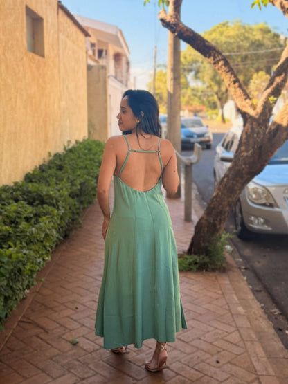 VESTIDO MIDI VERDE SÁLVIA