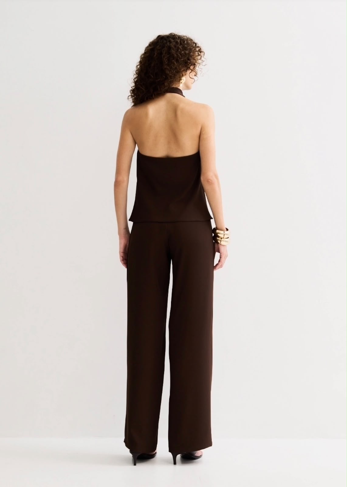 Calça Pantalona Reta Marrom