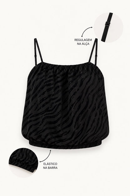 Blusa Zebra Devorê com Toque de Camurça