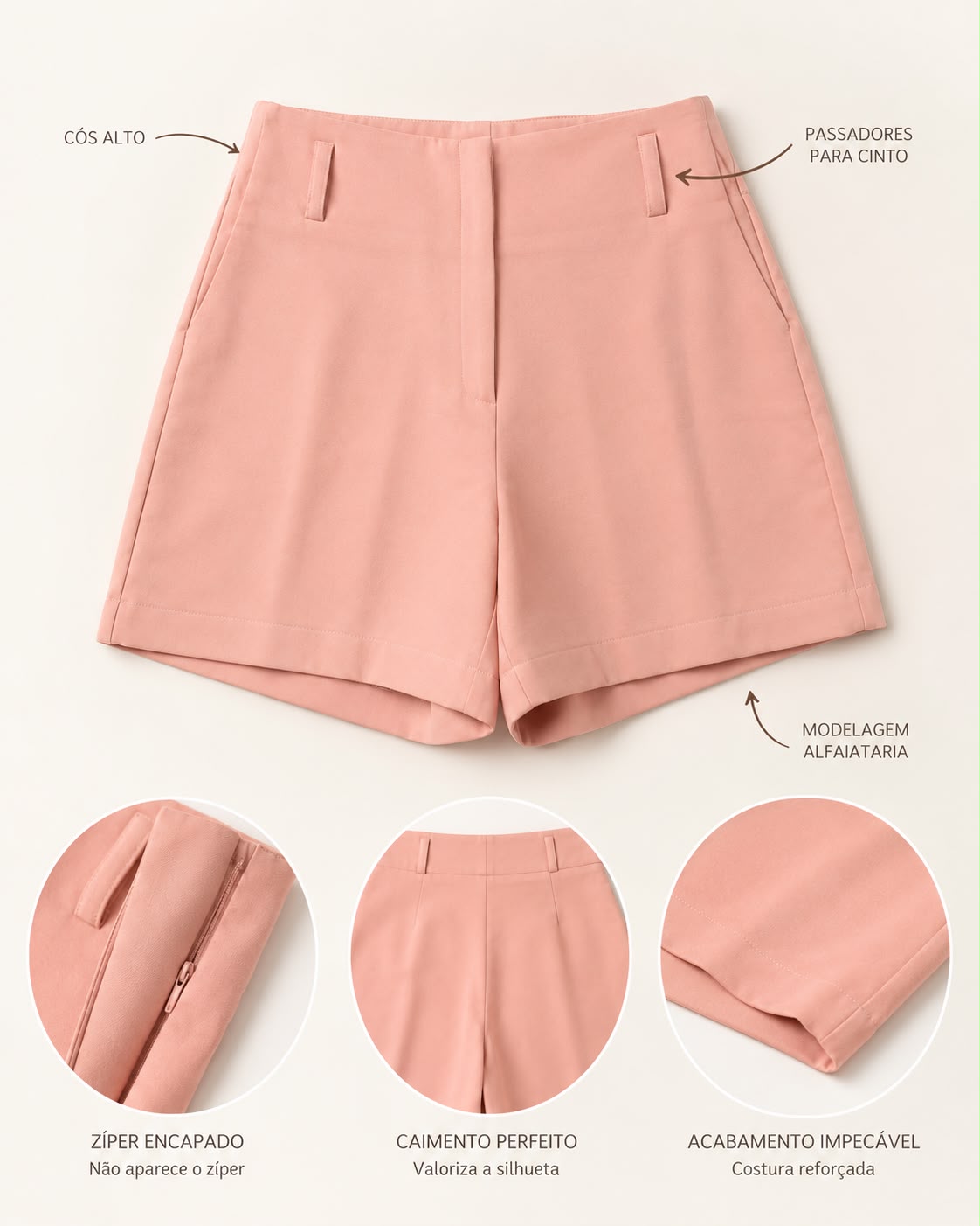 Short Alfaiataria Blush