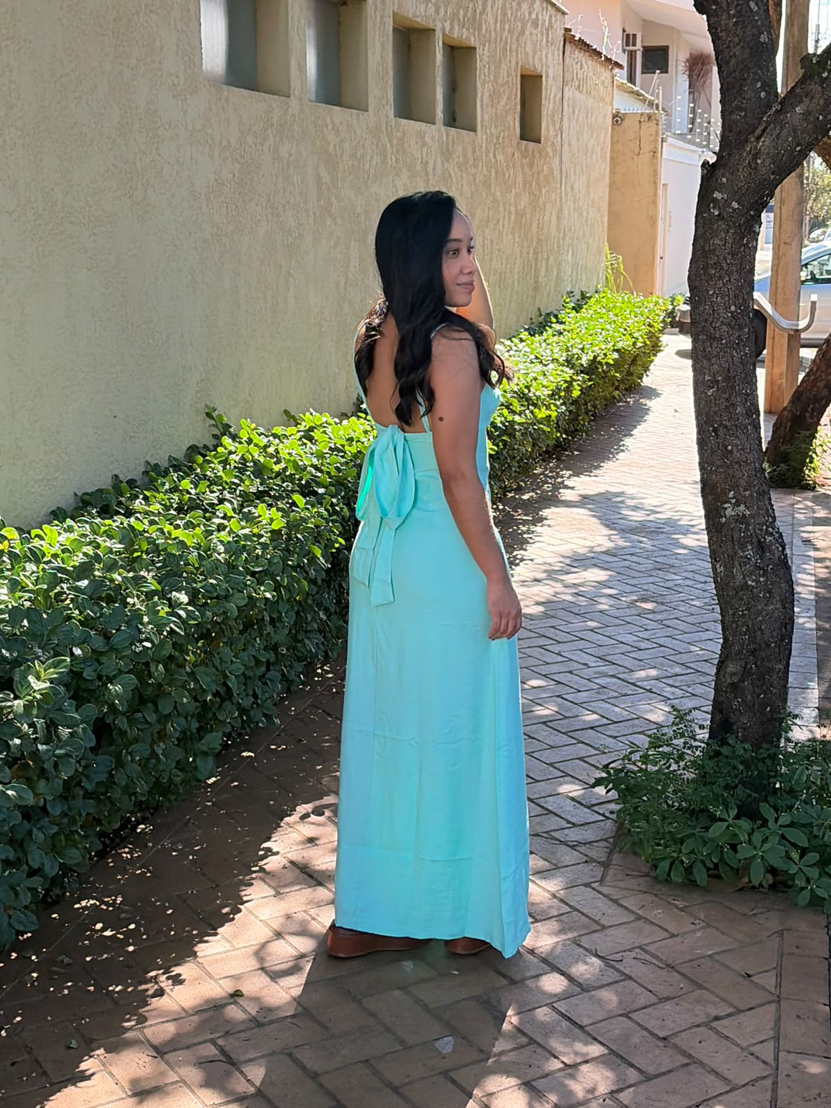 Vestido Longo Verde Água