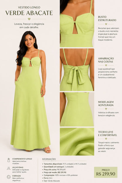 Vestido Longo Verde Abacate