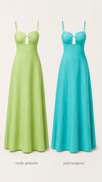 Vestido Longo Azul Turquesa
