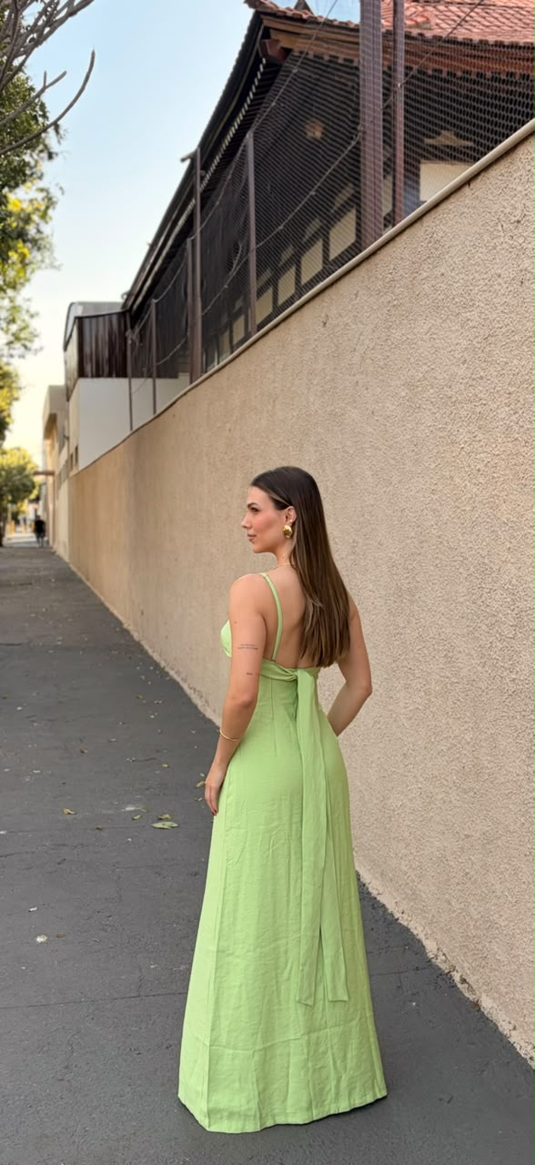 Vestido Longo Verde Pistache
