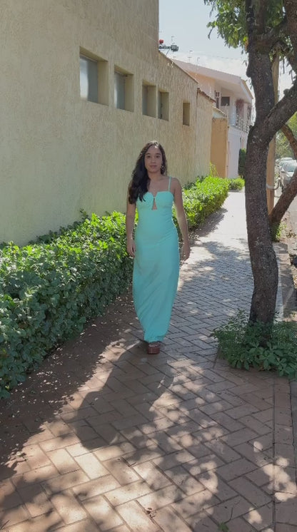 Vestido Longo Verde Água